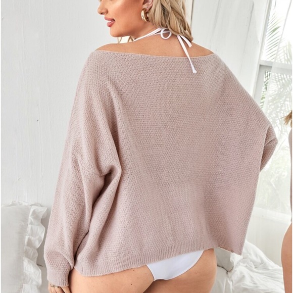 Off shoulder sweater pocket knit blush pink NWT - Picture 3 of 3